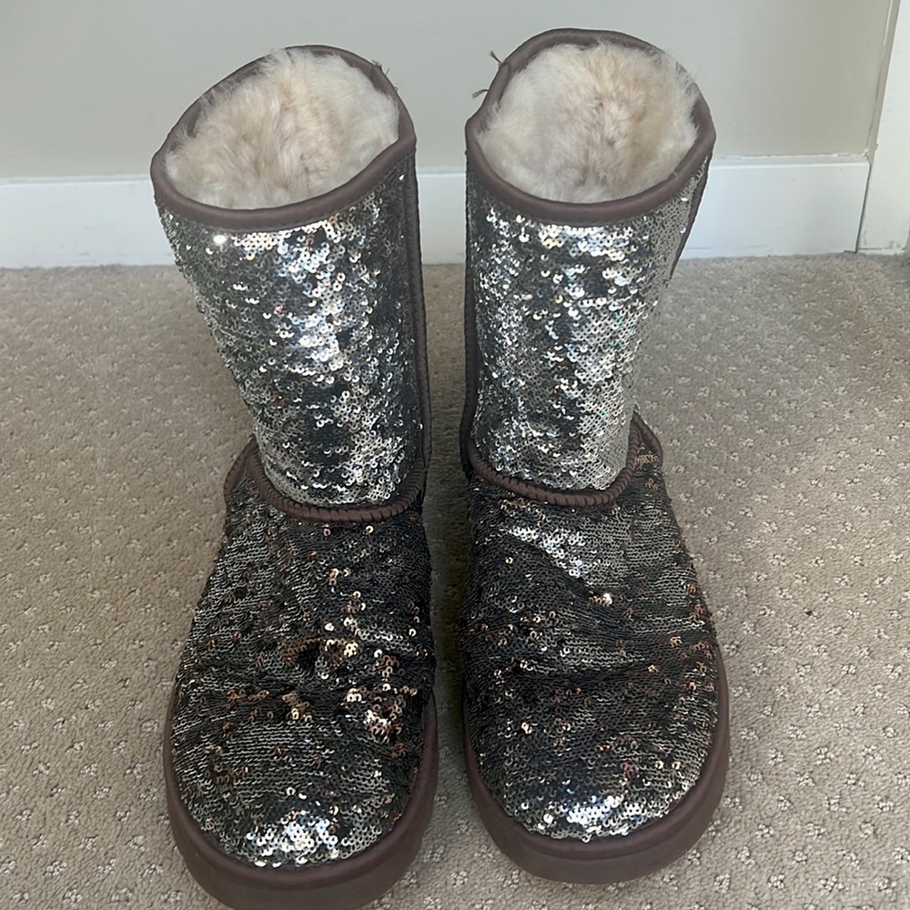 Brown to Silver Sequin Ugg Boots